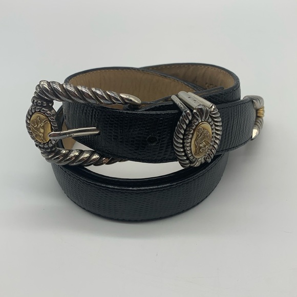 Brighton Accessories - Vintage Brighton Museum Collection Belt Roman Coins Black Leather Sz Large FLAWS